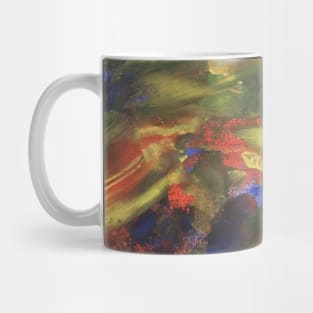 Abstract art background. Acrylic painting on canvas with color texture, paint brush strokes. Modern, contemporary art, impressionism. Design for fabric, textiles, wallpapers, covers, packaging, wrapping paper. Mug